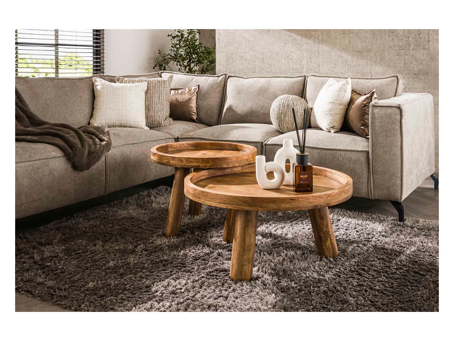 Set - marron Bois - 80 x 80 cm - FLORA