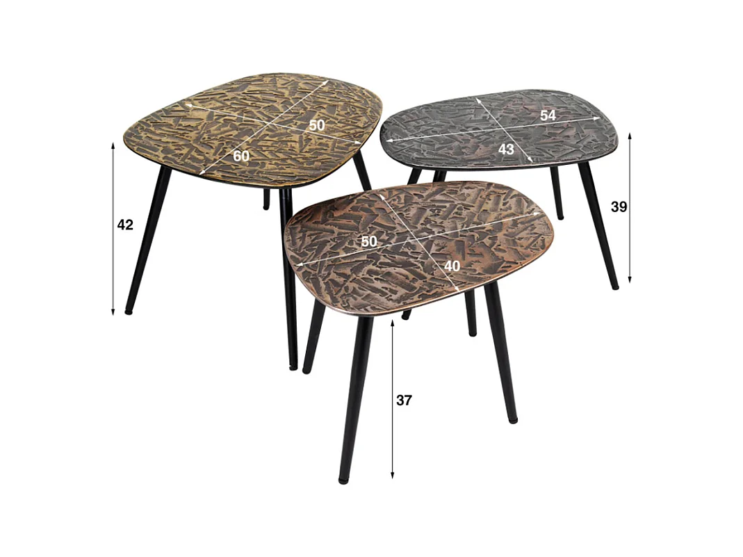 Set - multicolore métal - 62 x 51 cm - YATA