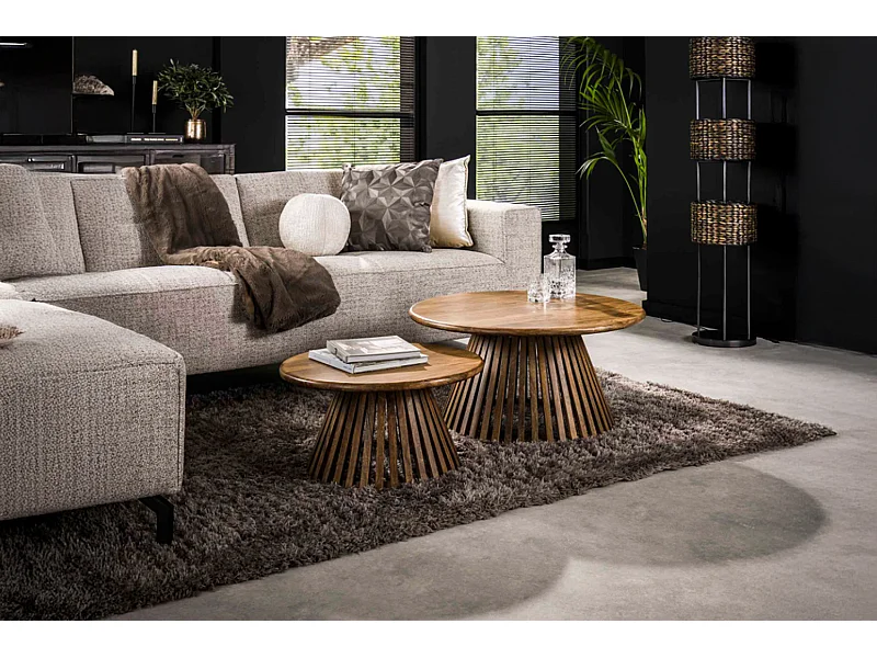 Stel in - Bruin Hout - 80 x 80 cm - LANI