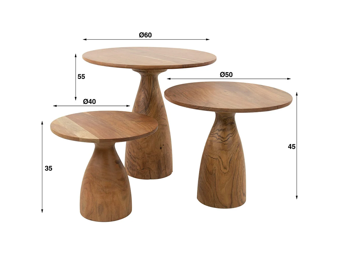 Set - marron Bois - 60 x 60 cm - CECILIA