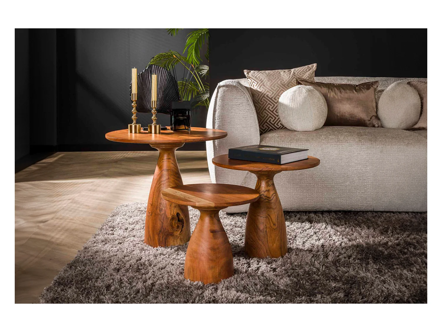 Stel in - Bruin Hout - 60 x 60 cm - CECILIA