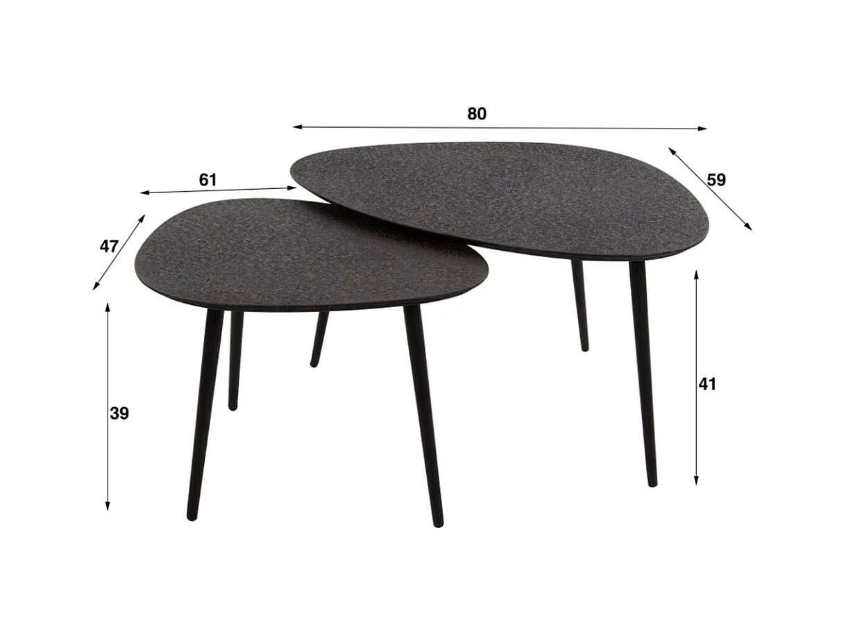 Set - Noir métal - 80 x 59 cm - LAUCA