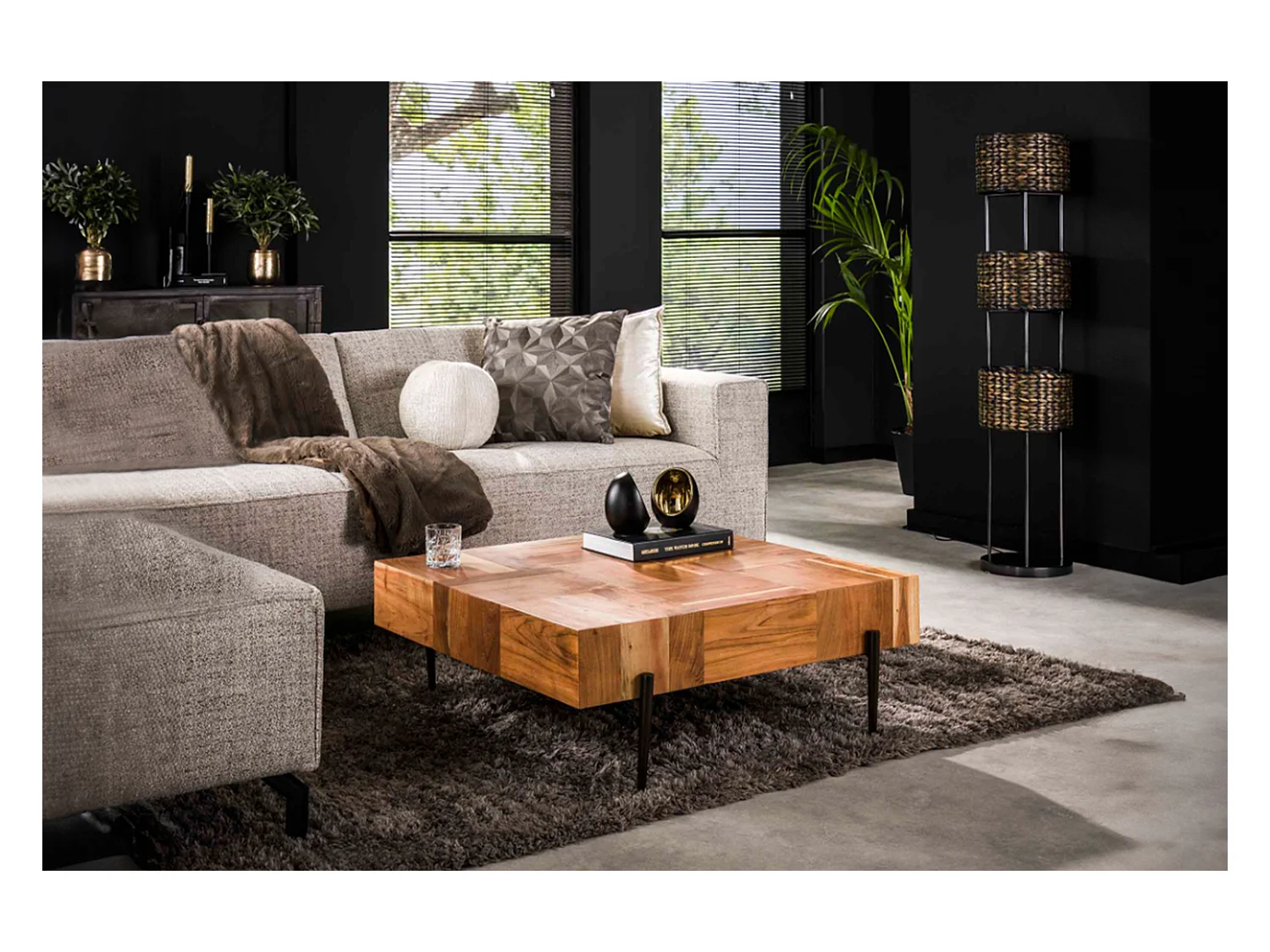 - Bruin Hout - 90 x 90 cm - RICE