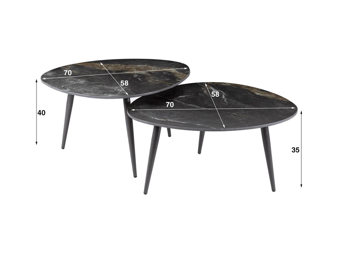 Set - Noir céramique - 70 x 58 cm - PONTE