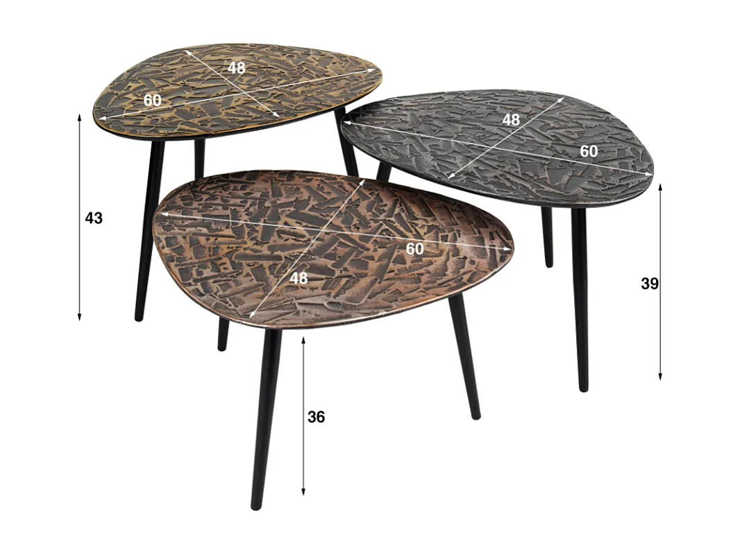 Set - multicolore métal - 60 x 48 cm - YATA