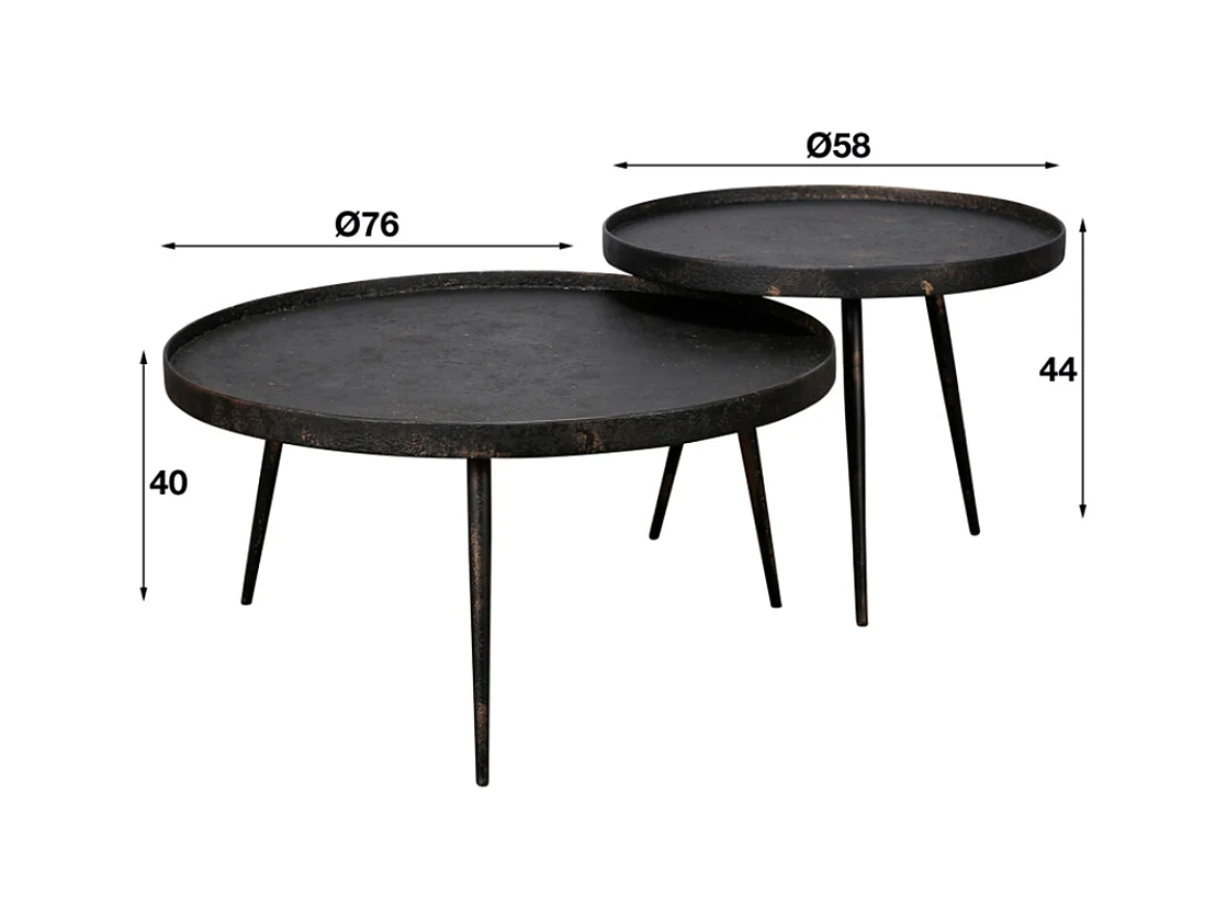 Set - Noir métal - 76 x 76 cm - MAURI