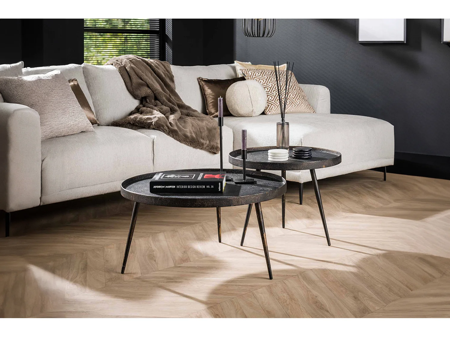 Set - Schwarz Metall - 76 x 76 cm - MAURI