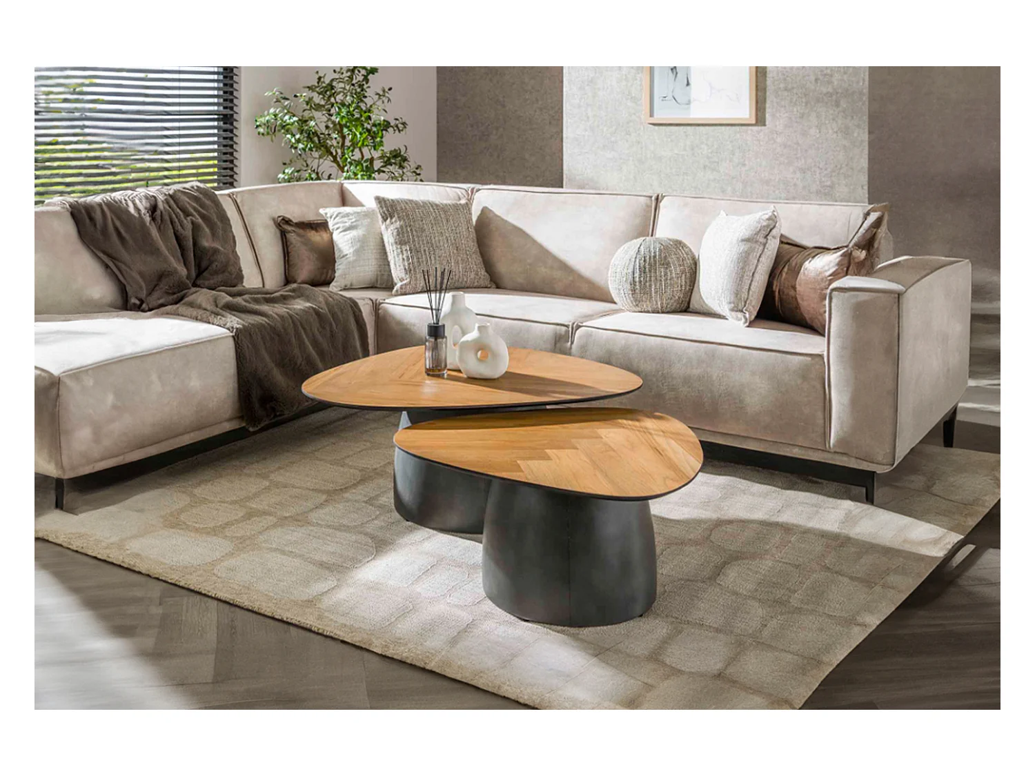 Set - marron Bois - 90 x 75 cm - LUJAN