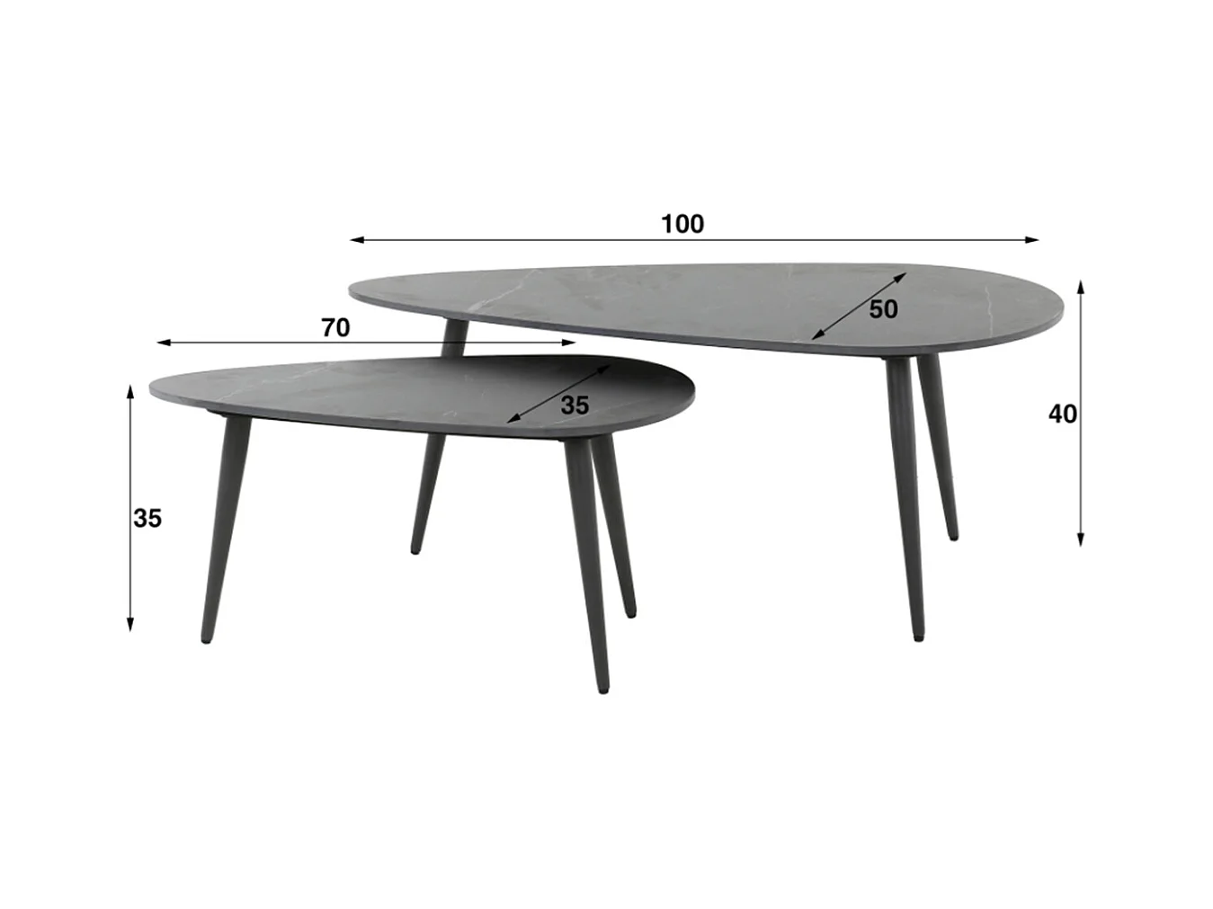 Set - Noir céramique - 100 x 50 cm - SERIDO