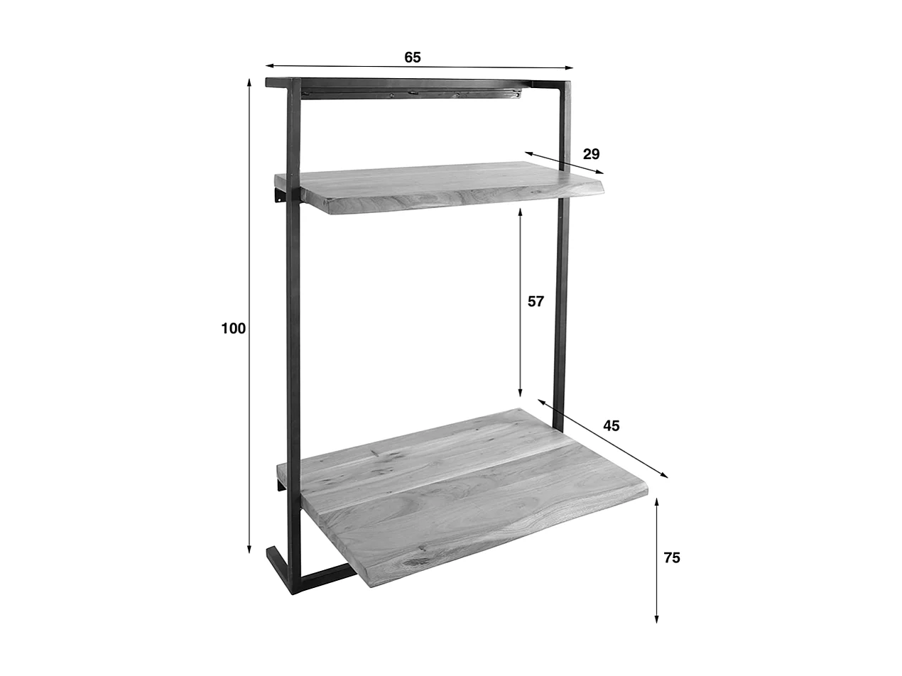 Bureau - Hout Hout, metaal - 45 x 65 cm - AIDY