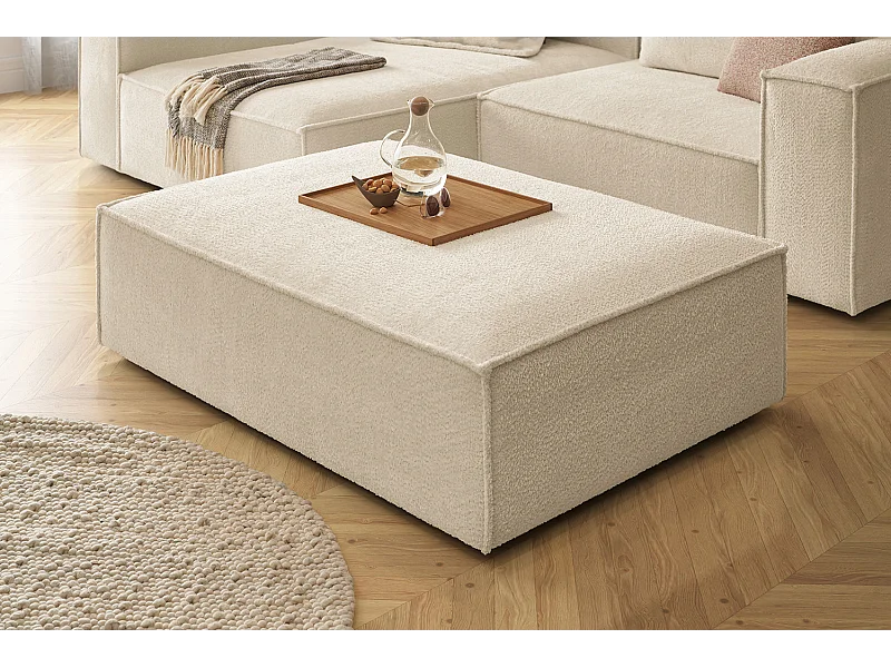 Polsterhocker - Beige Flachgewebe - CARMO