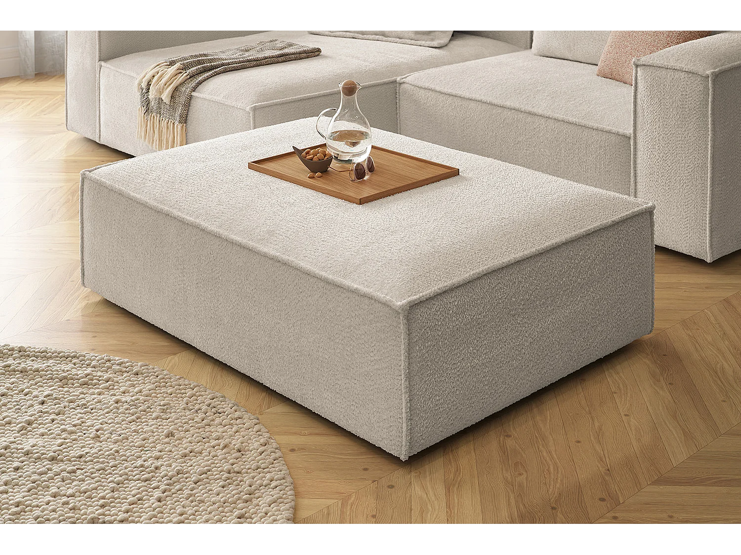 Gestoffeerde kruk - Wit Plat geweven stof - CARMO