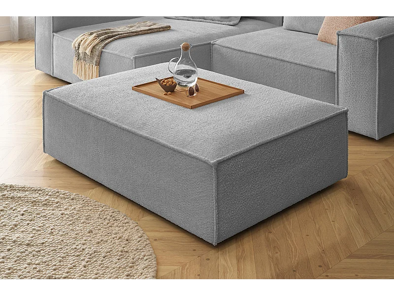 Polsterhocker - Grau Flachgewebe - CARMO