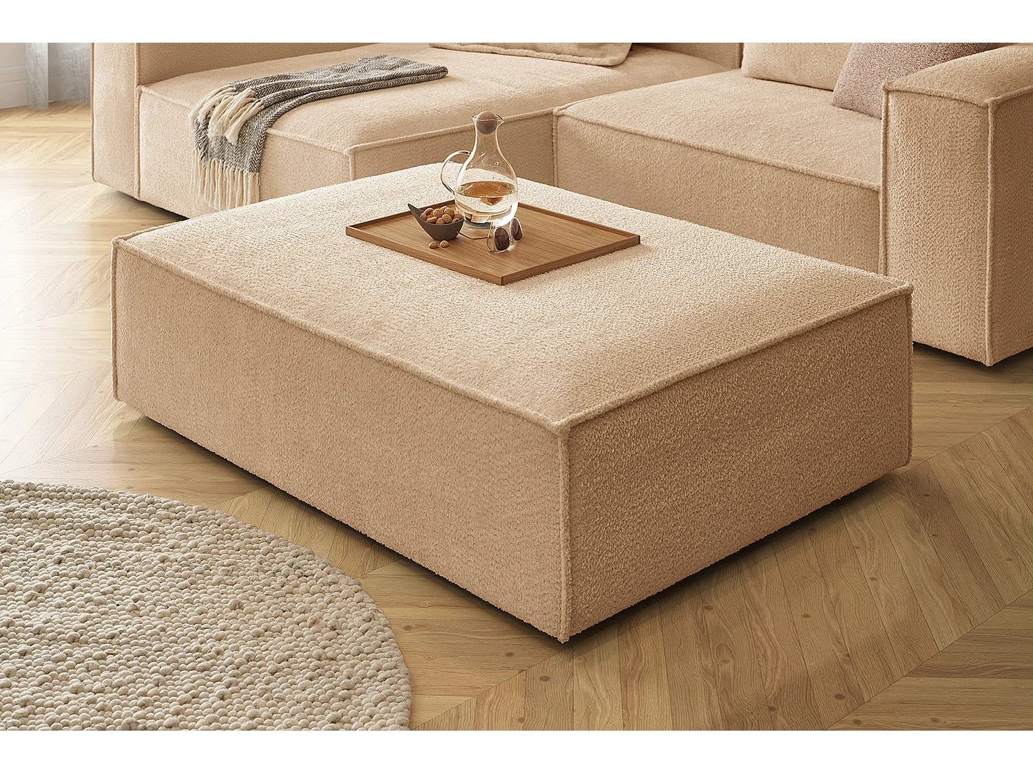 Gestoffeerde kruk - Bruin Plat geweven stof - CARMO