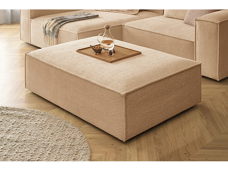 Polsterhocker - Braun Flachgewebe - CARMO