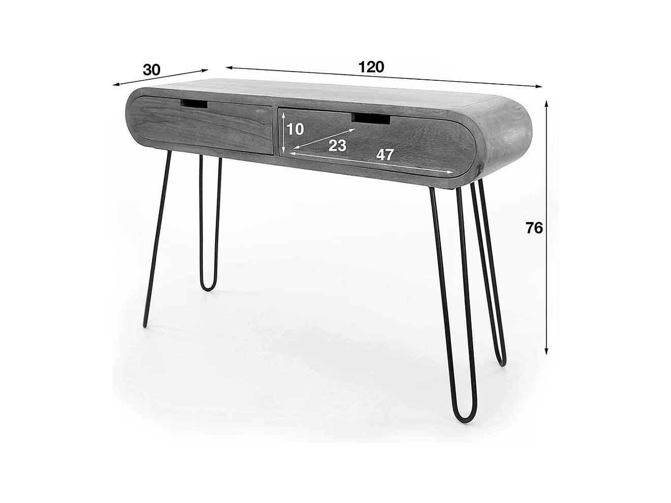 Coiffeuse - Bois Bois - 30 x 120 cm - BARA