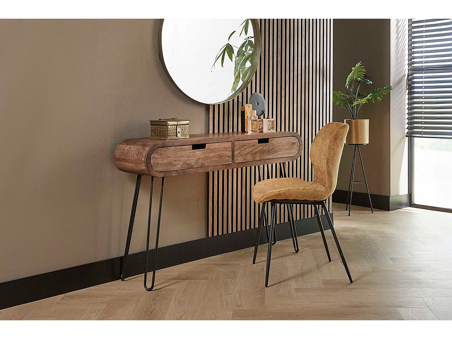 Coiffeuse - marron Bois - 30 x 120 cm - BARA