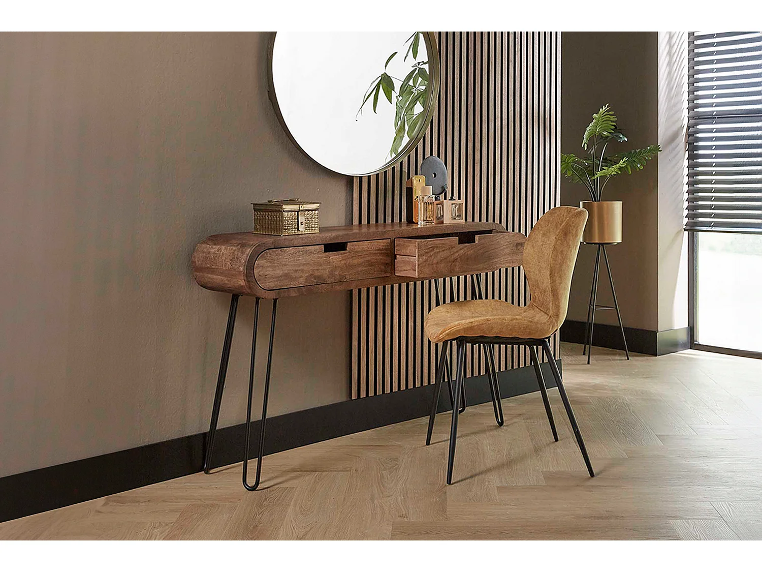Coiffeuse - marron Bois - 30 x 120 cm - BARA