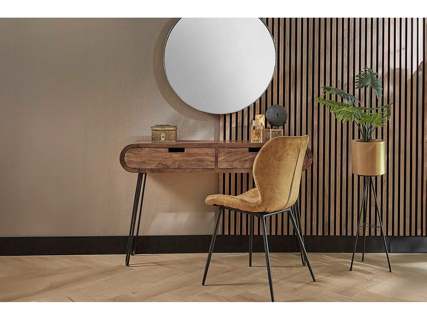 Coiffeuse - marron Bois - 30 x 120 cm - BARA