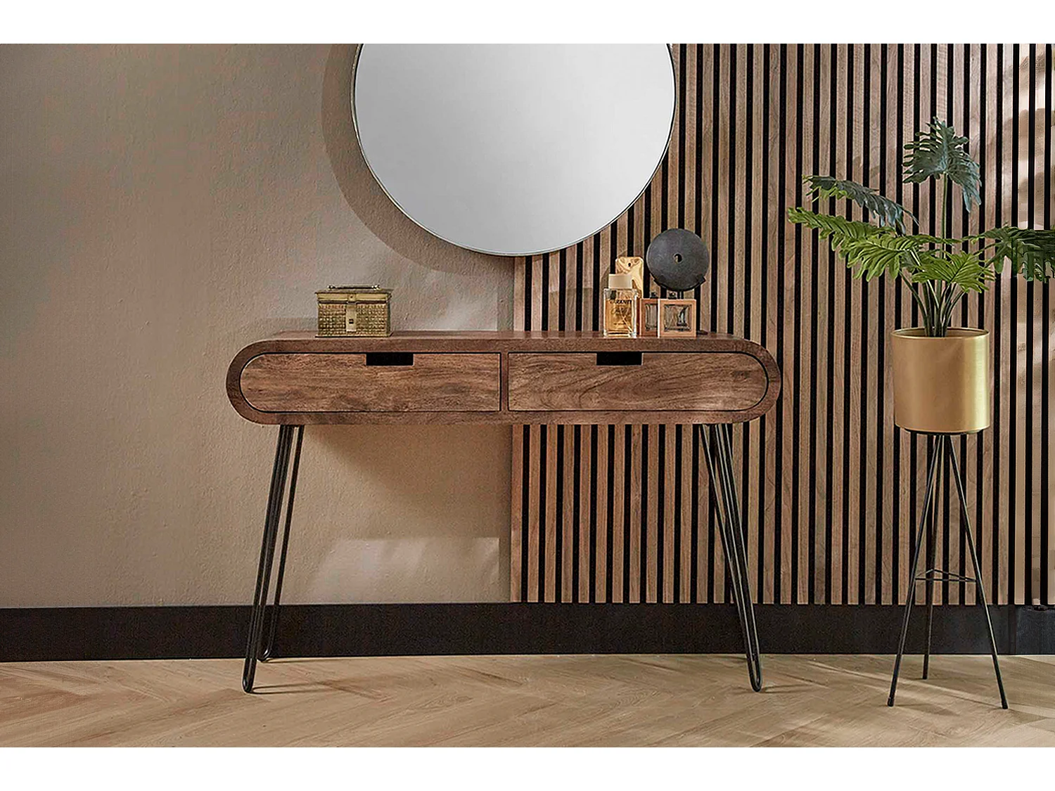 Coiffeuse - marron Bois - 30 x 120 cm - BARA