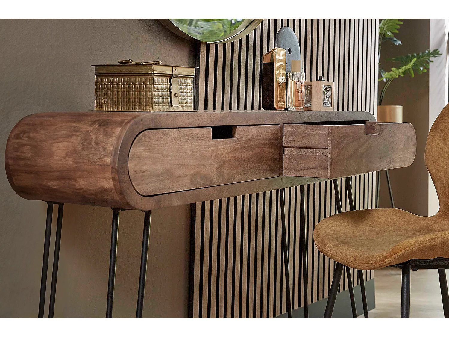Coiffeuse - marron Bois - 30 x 120 cm - BARA