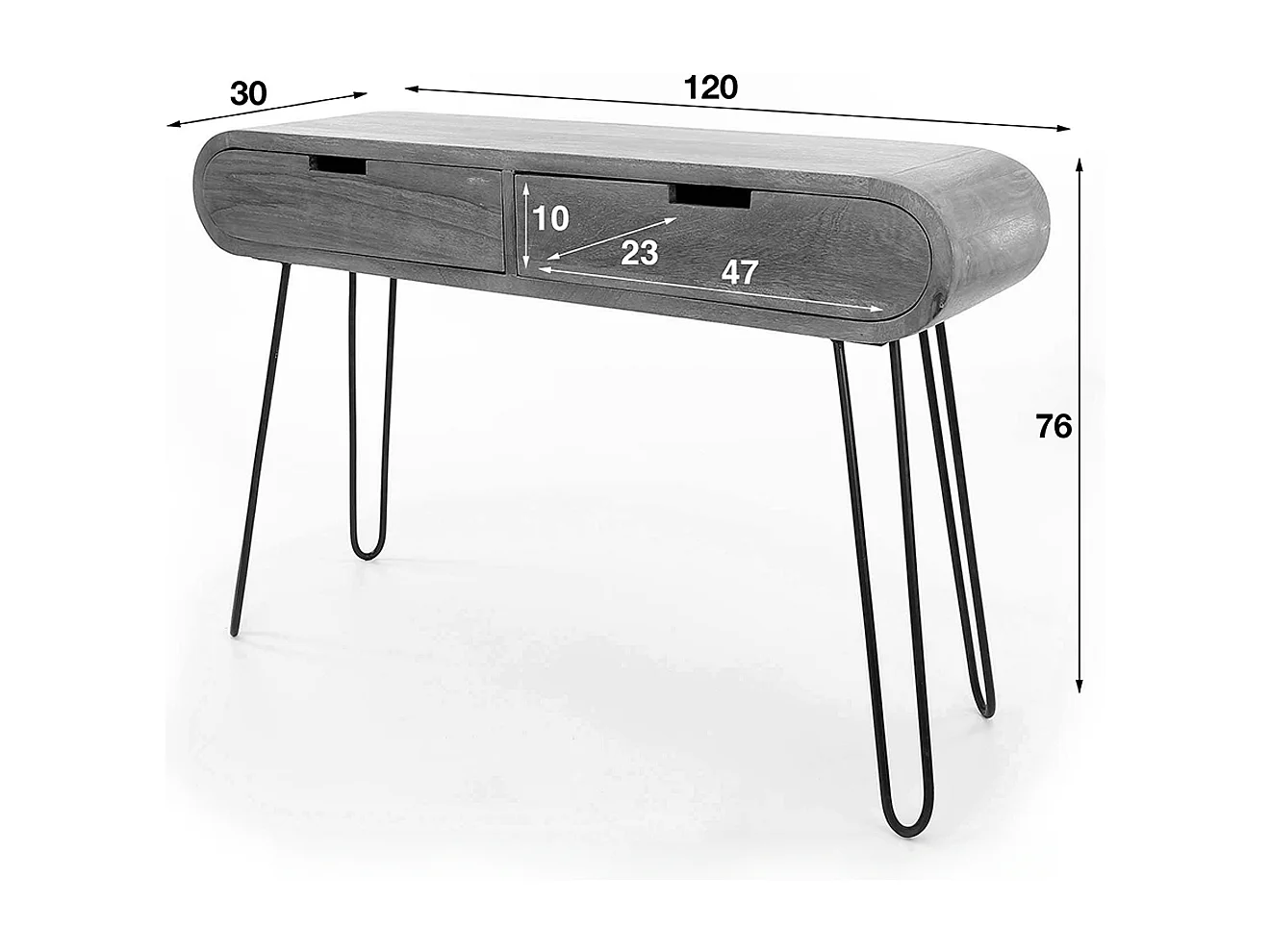 Coiffeuse - marron Bois - 30 x 120 cm - BARA