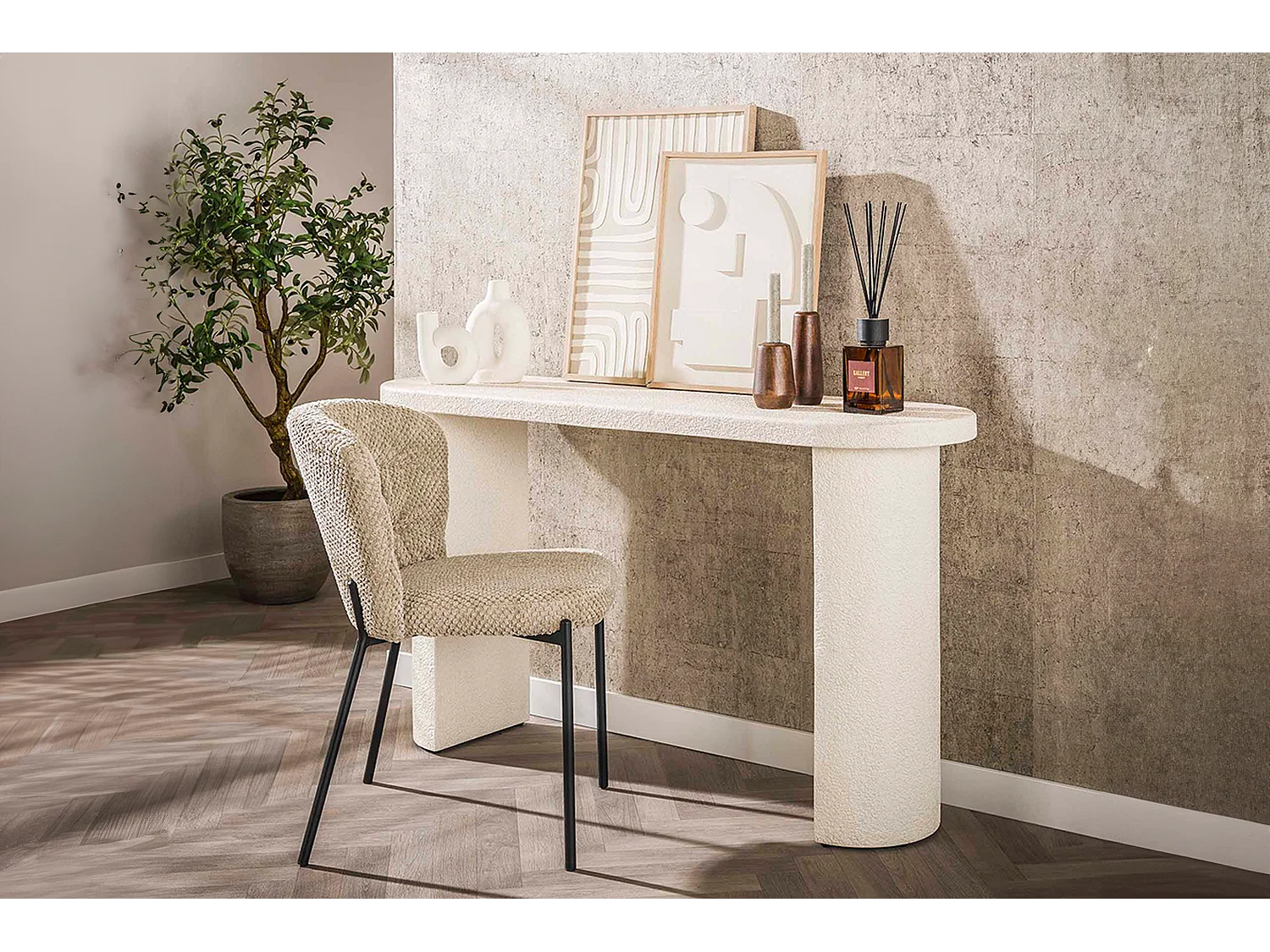 Schminktisch - Weiß Marmor - 40 x 140 cm - CURUA