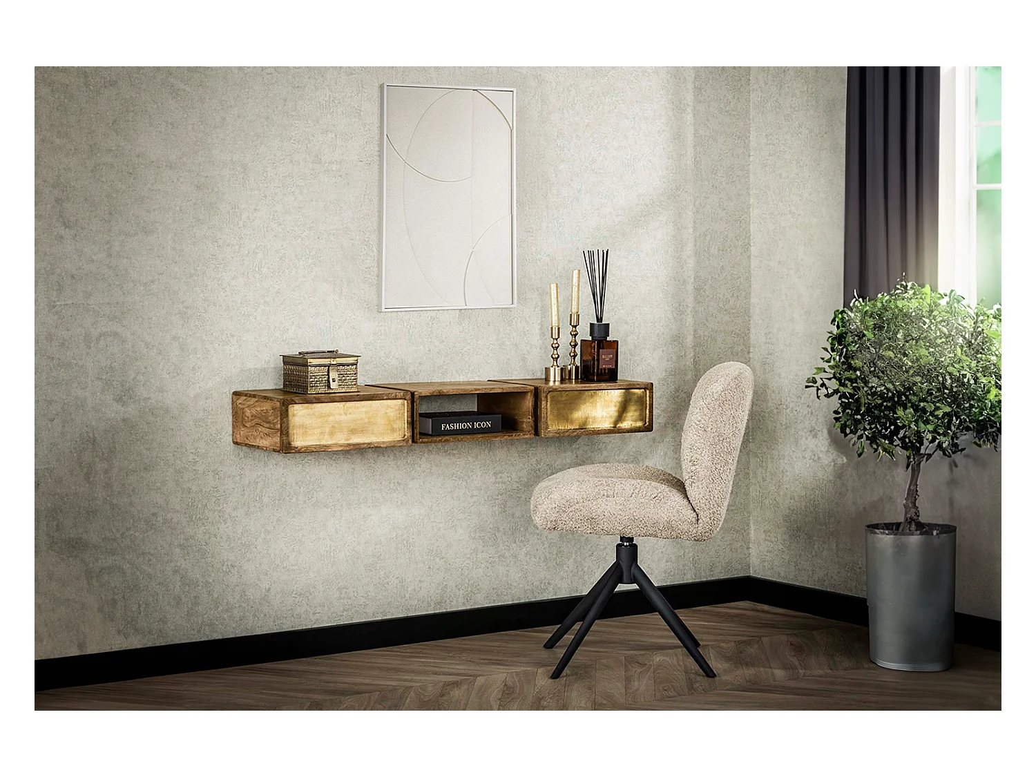 Coiffeuse - Bois Bois - 30 x 123 cm - BRASY