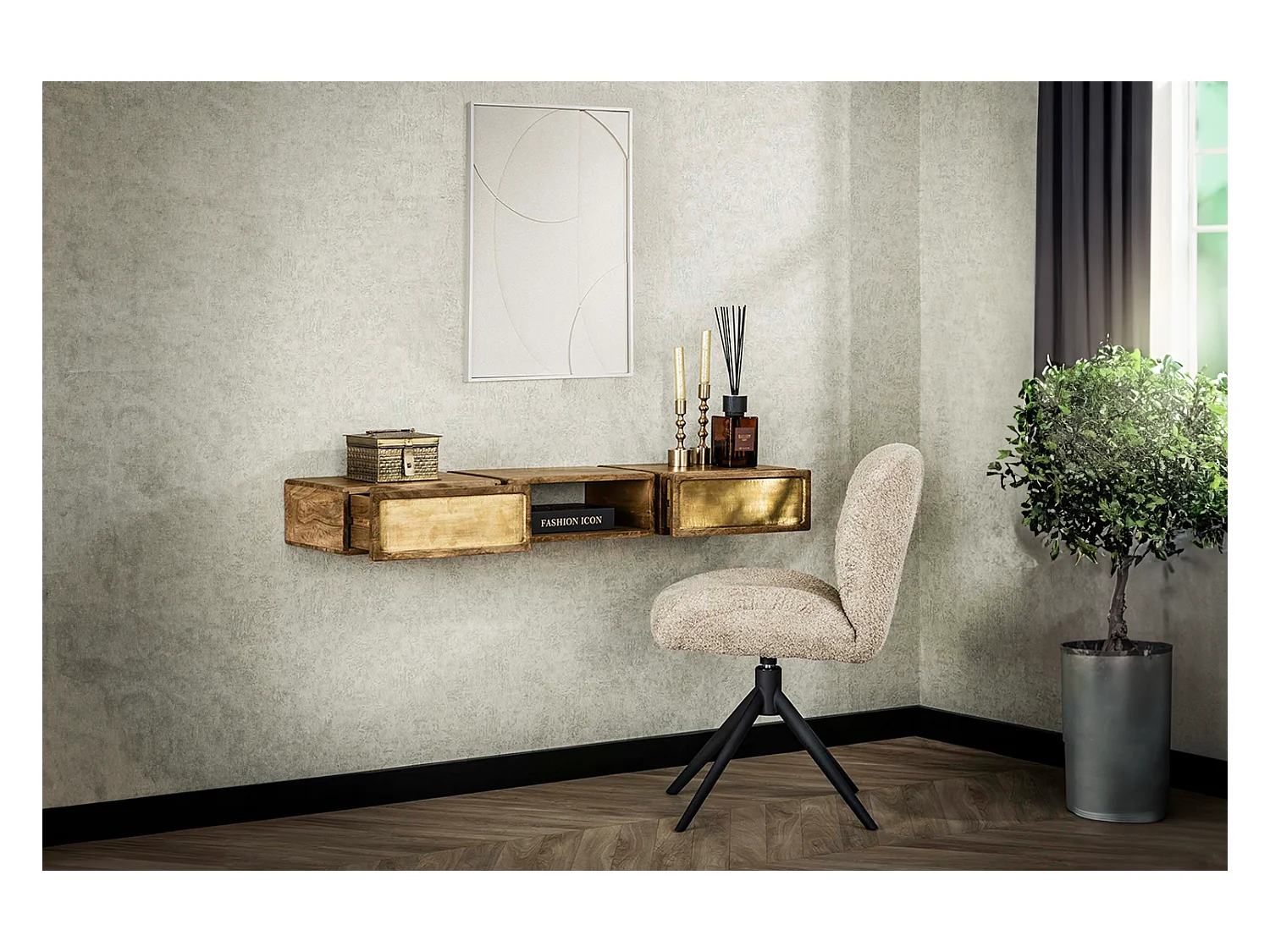 Coiffeuse - Bois Bois - 30 x 123 cm - BRASY