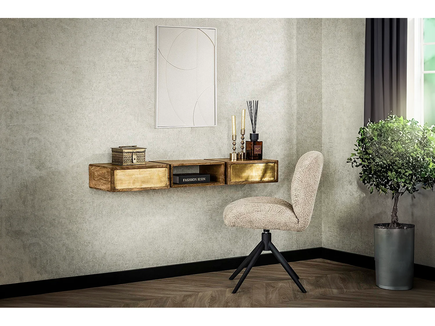 Tavolino da toilette - Legno Legno - 30 x 123 cm - BRASY