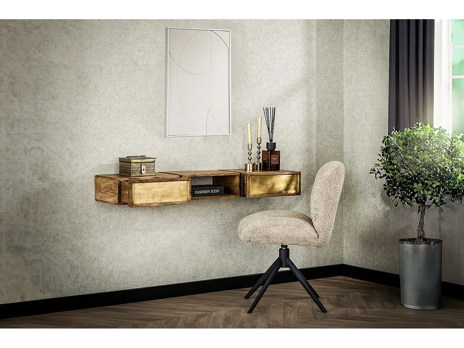Tavolino da toilette - Legno Legno - 30 x 123 cm - BRASY