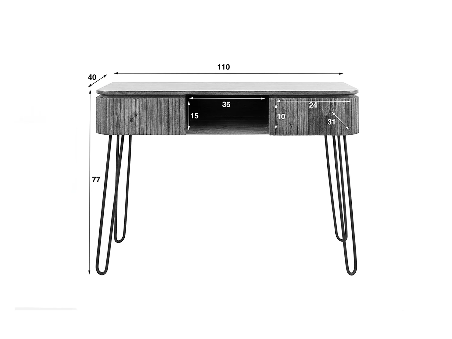 Coiffeuse - Bois Bois - 40 x 110 cm - HEVE
