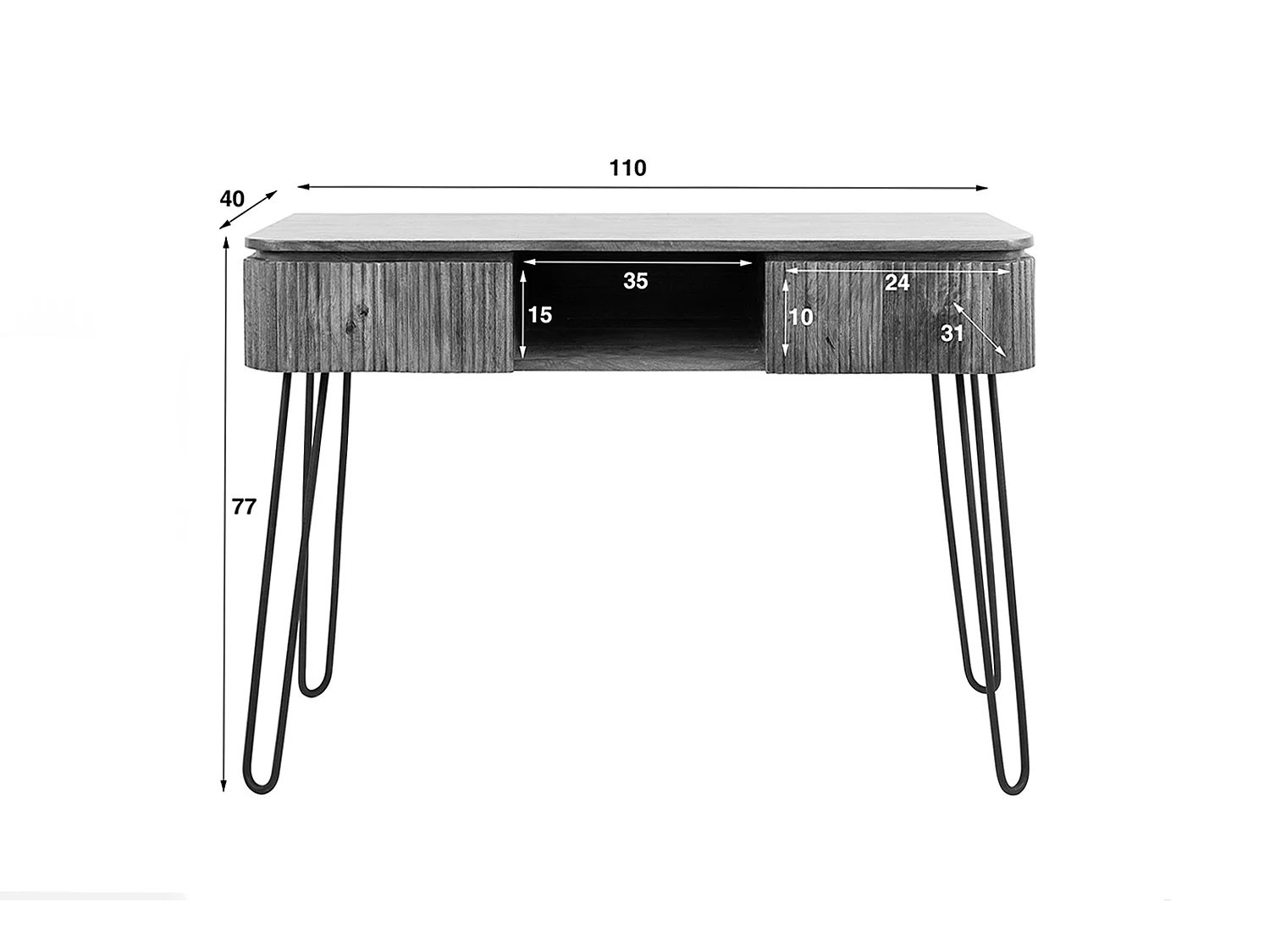 Coiffeuse - marron Bois - 40 x 110 cm - HEVE