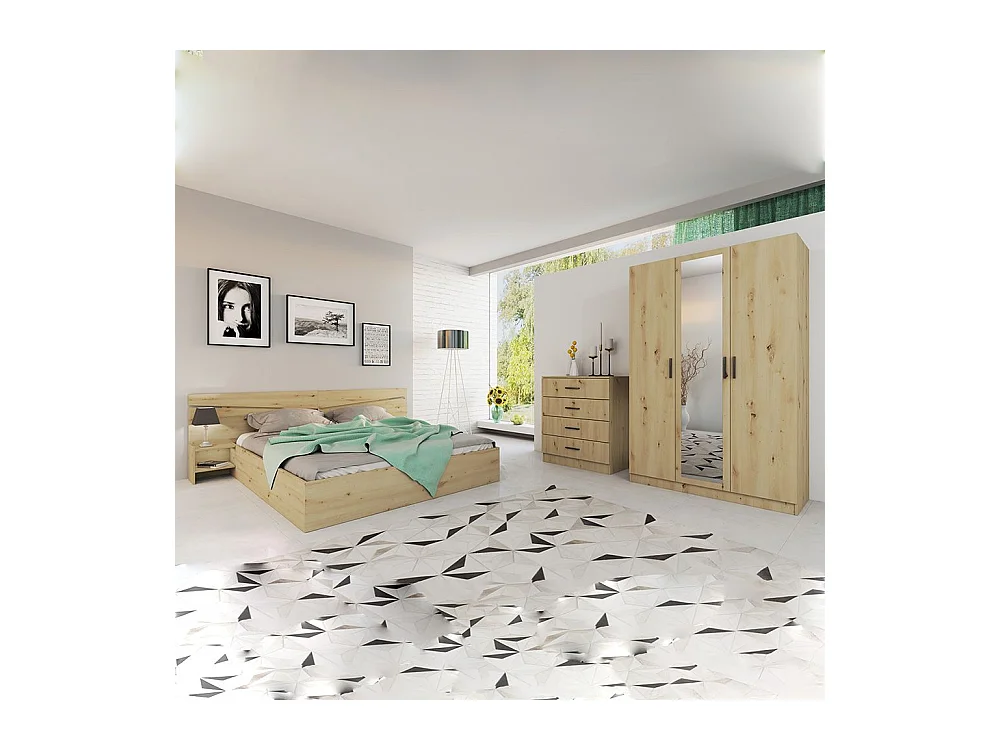 Camera da letto completa 160x200cm colore rovere CDLI40