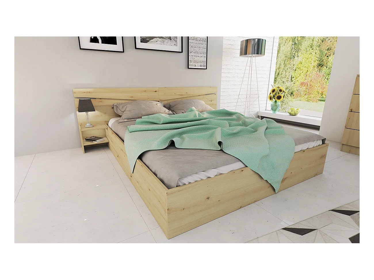 Camera da letto completa 160x200cm colore rovere CDLI40