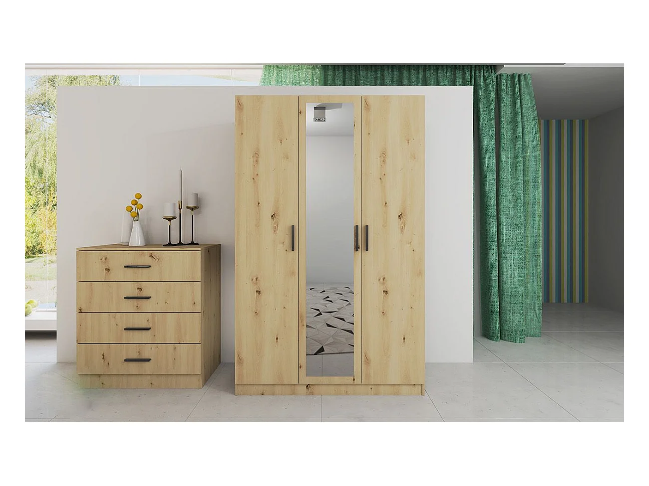 Camera da letto completa 160x200cm colore rovere CDLI40