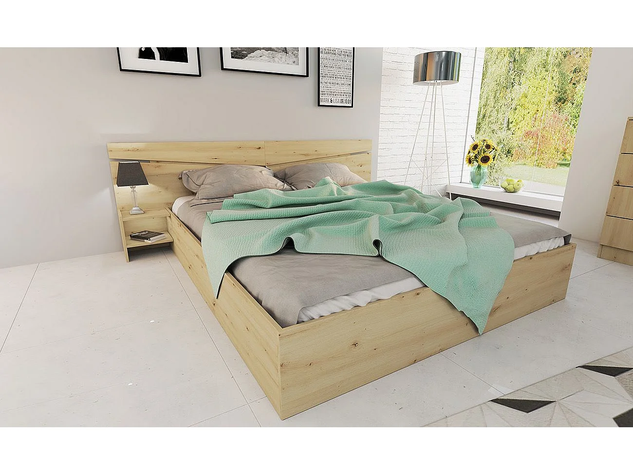 Camera da letto completa 160x200cm colore rovere CDLI40