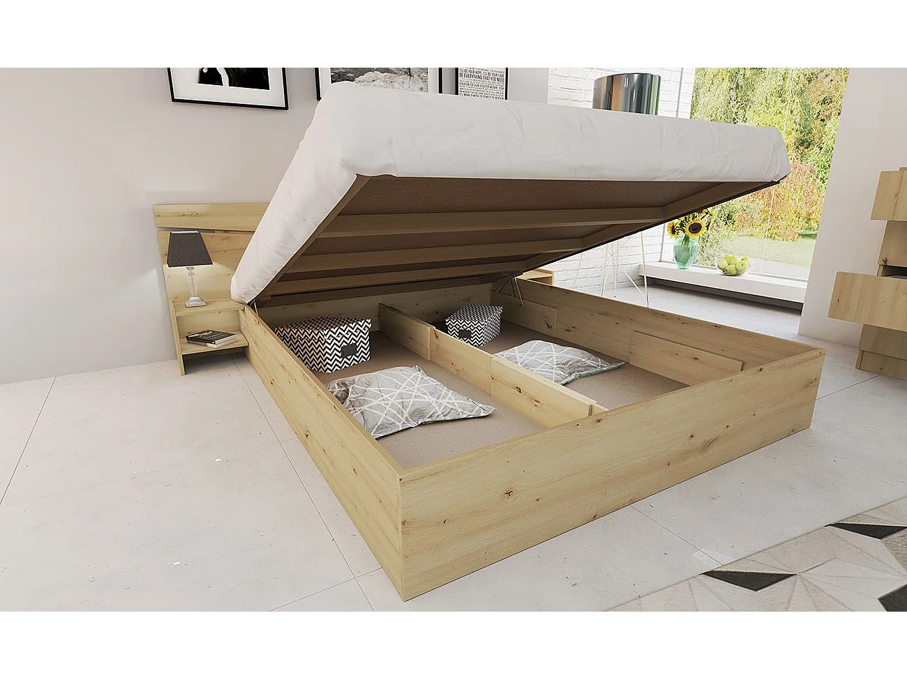 Camera da letto completa 160x200cm colore rovere CDLI40