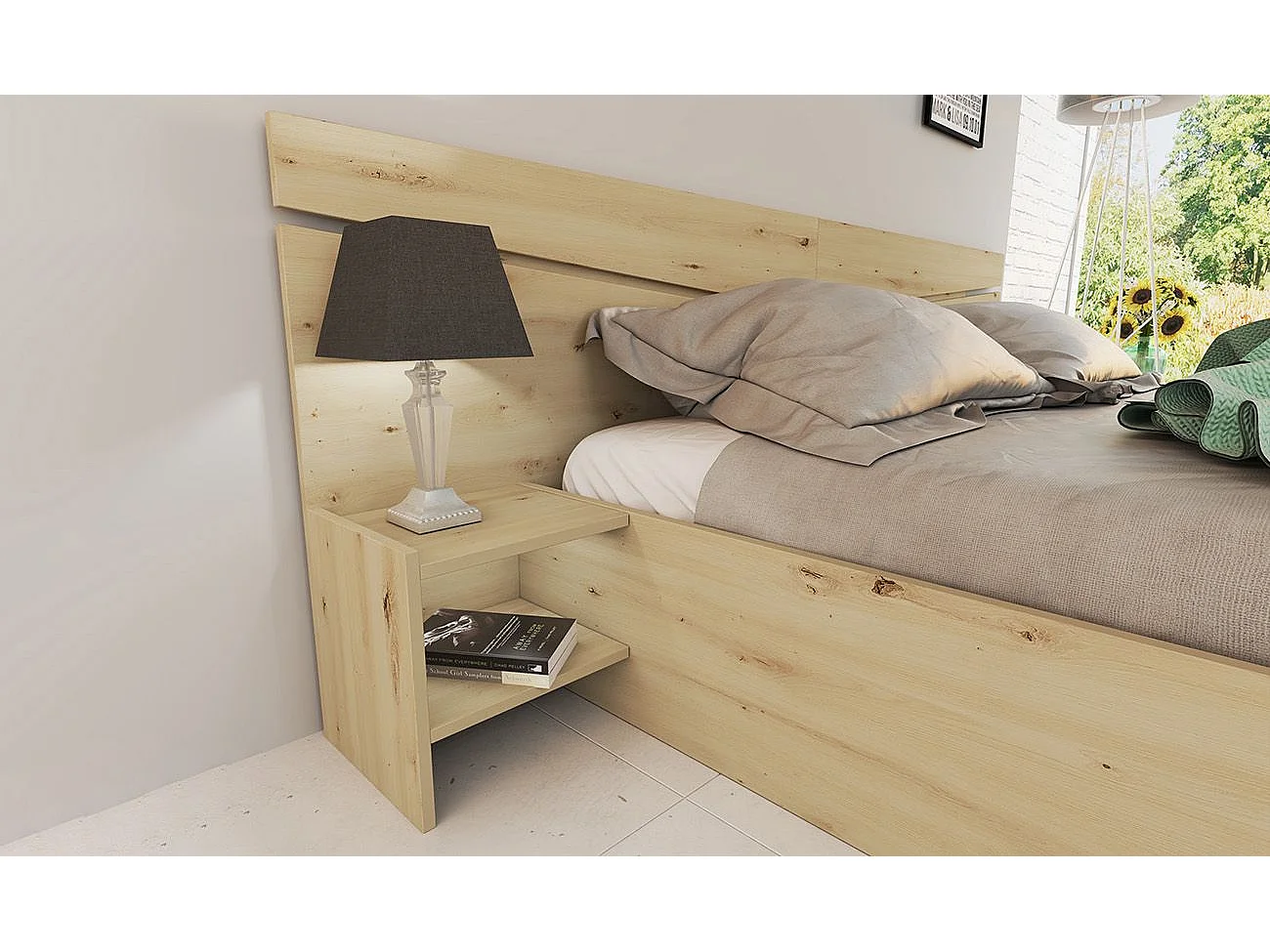 Camera da letto completa 160x200cm colore rovere CDLI40