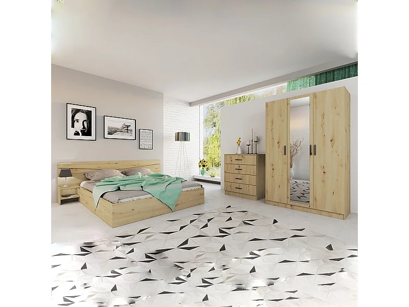 Camera da letto completa 160x200cm colore rovere CDLI40