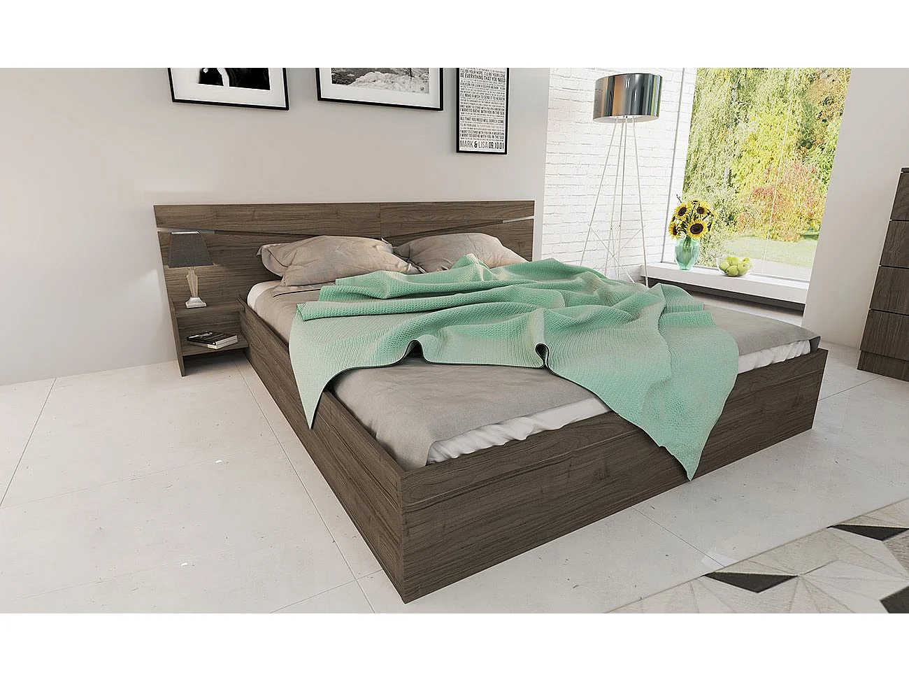 Camera da letto completa 160x200cm colore noce CDLI40