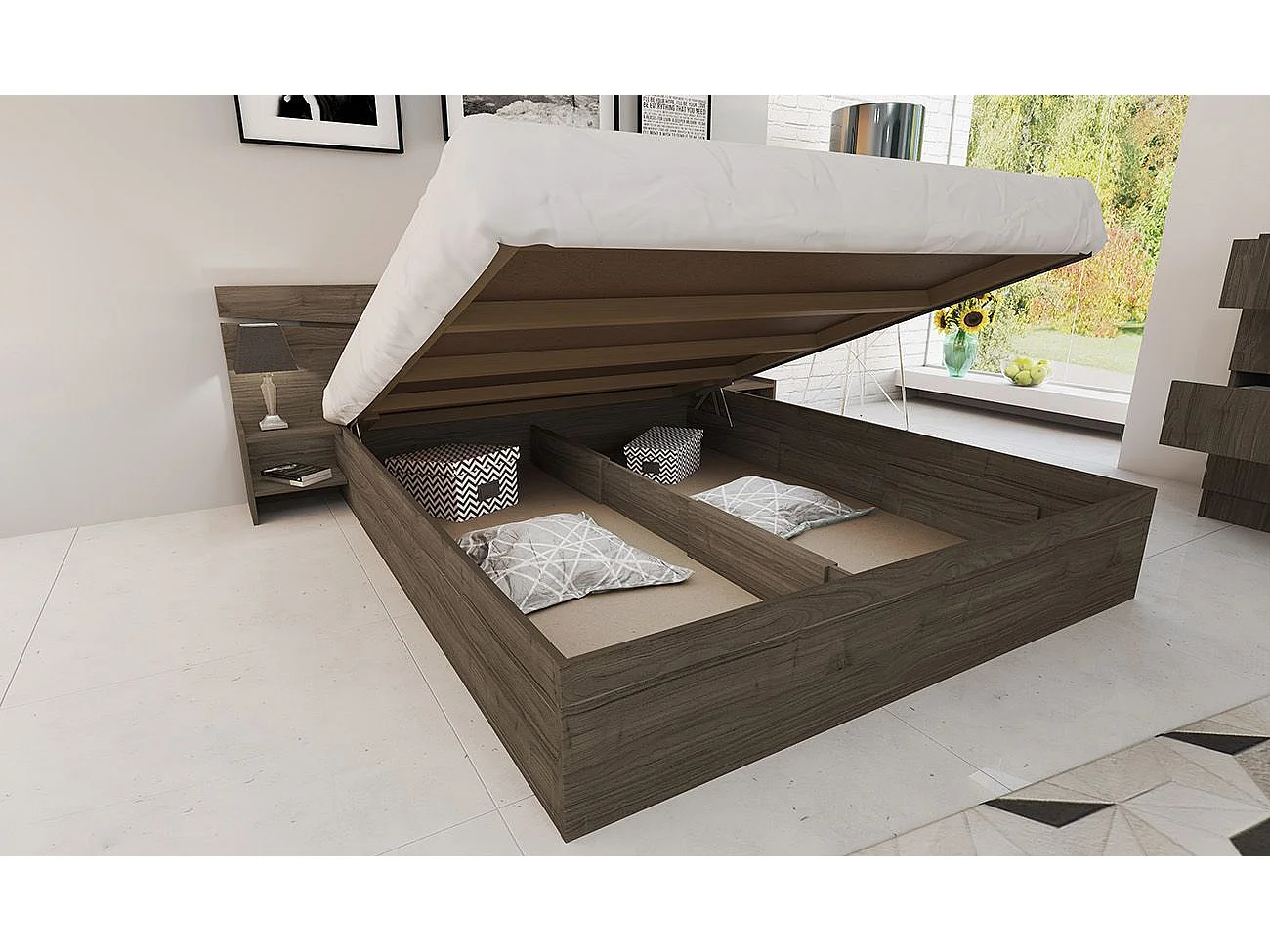 Camera da letto completa 160x200cm colore noce CDLI40