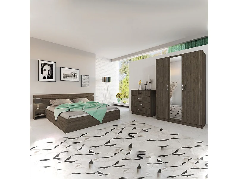 Camera da letto completa 160x200cm colore noce CDLI40