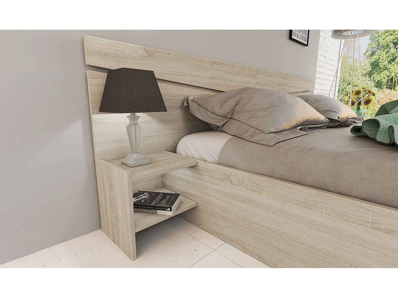 Camera da letto completa 160x200cm colore rovere chiaro CDLI40
