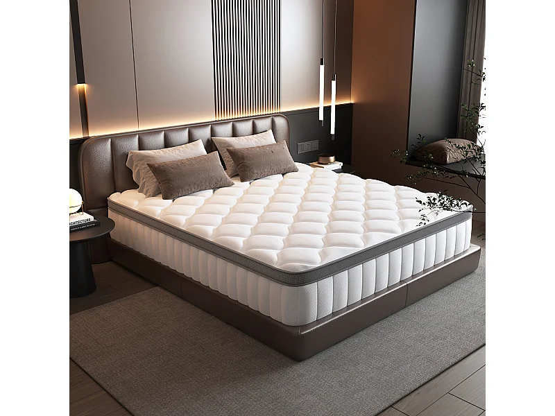 Hiazurm Matelas 140x200cm 9 couches de confort avec noyau à ressorts ensachés niveau de fermeté h3matelas 2 places à 7 zones hauteur 25cmhypoallergénique