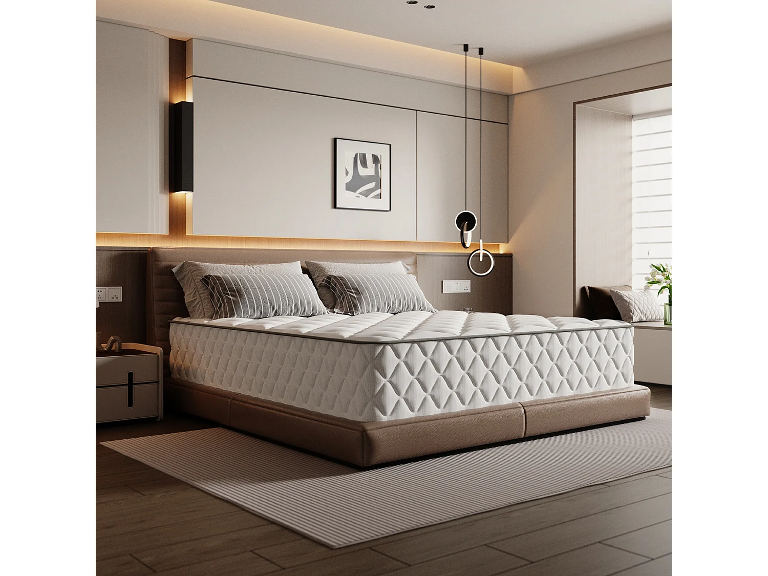 Matelas 140x200, matelas à ressorts ensachés indépendant en mousse à mémoire de forme 23cm d'épaisseur pour adultes et enfants, respirant tissu doux