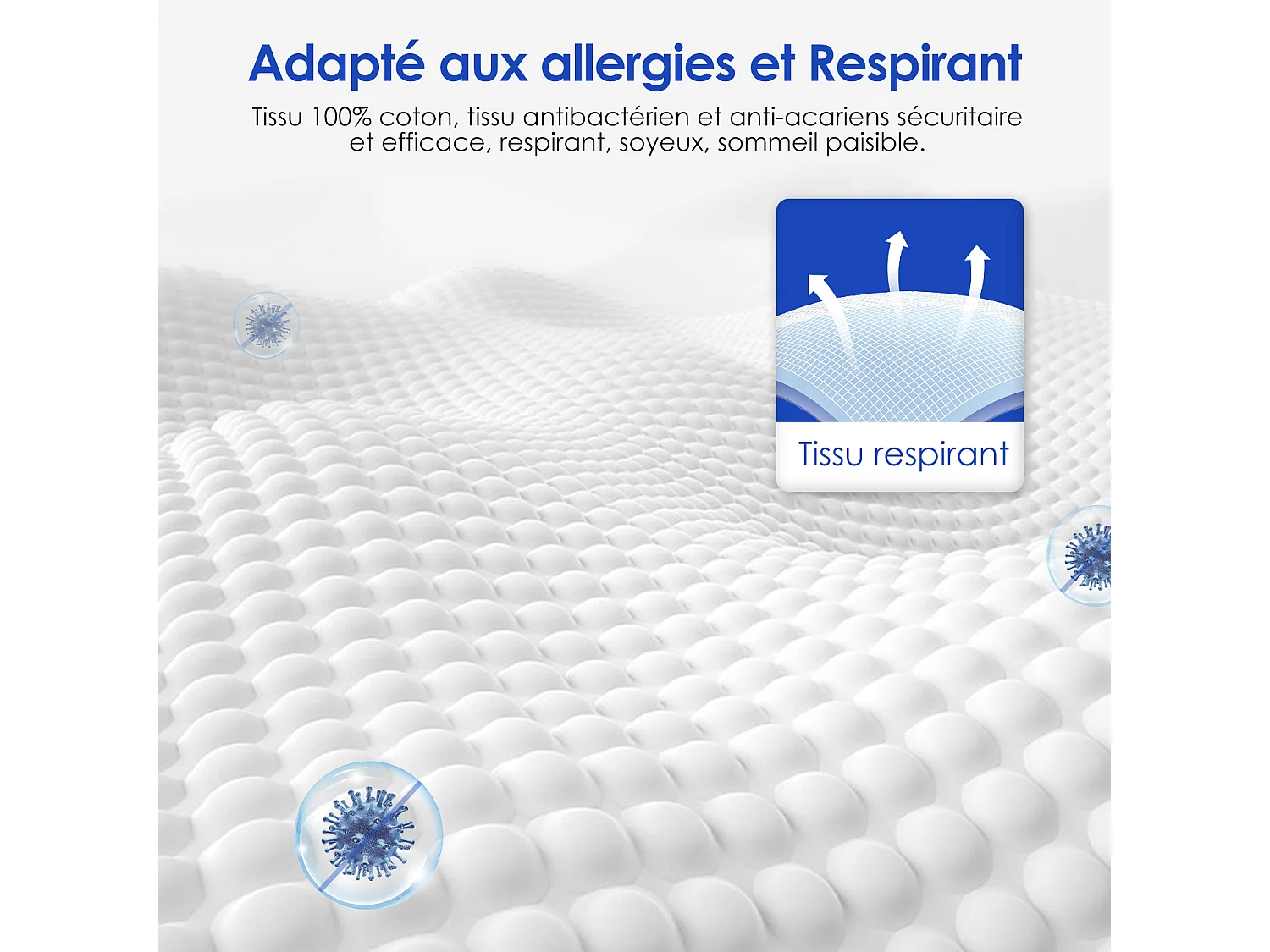 Matelas 140x200, matelas à ressorts ensachés indépendant en mousse à mémoire de forme 23cm d'épaisseur pour adultes et enfants, respirant tissu doux