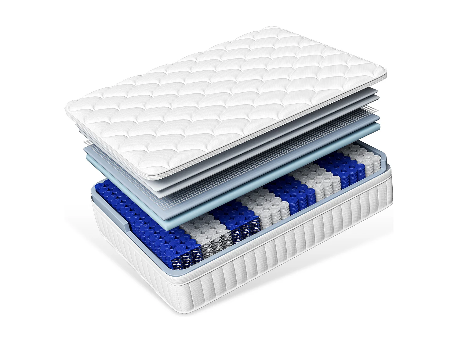 Matelas 140x200 cm – hauteur 25 cm 10 couches de confort matelas 2 places à ressorts ensachés h3 7 zones de soutien drap-housse en coton 100%