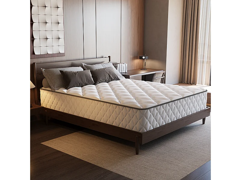 Matelas 90x200 cm Hauteur 22 cm / 10 Couches de Confort / Matelas 1 Place à Ressorts Ensachés H3 / 7 Zones de Soutien / Hypoallergénique et Anti-Acariens