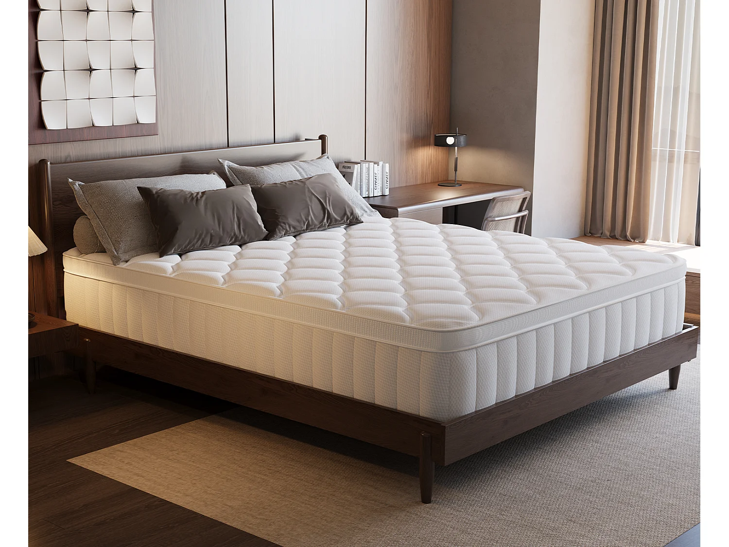 Matelas 140x200 cm – hauteur 25 cm 10 couches de confort matelas 2 places à ressorts ensachés h3 7 zones de soutien drap-housse en coton anti-acariens
